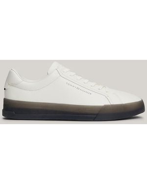 Tommy Hilfiger Leather Contrast Midsole Court Trainers - Natural