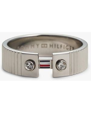 Tommy Hilfiger Stainless Steel Stripe Ring - Grey