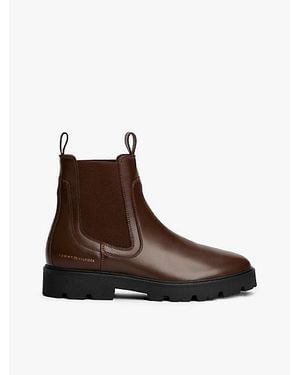 Tommy Hilfiger Botines Chelsea De Piel - Marrón