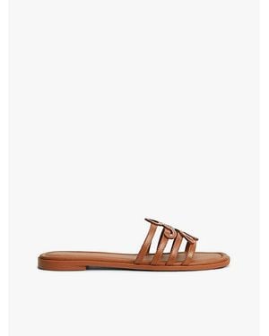 Tommy Hilfiger Logo Strap Leather Mules - Brown