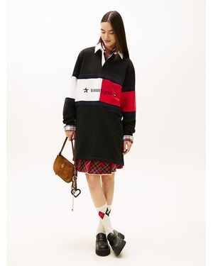 Tommy Hilfiger Tommy Girl Logo Colour-Blocked Rugby Dress - Red