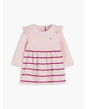 Tommy Hilfiger Essential Ruffle Knit Long Sleeve Dress - Pink