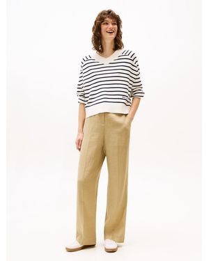 Tommy Hilfiger Linen Blend Tailored Straight Leg Trousers