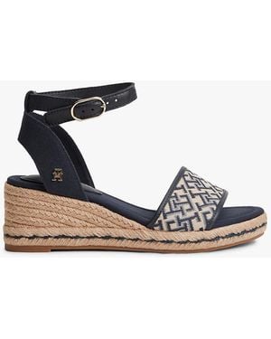Tommy Hilfiger Logo Plaque Jacquard Wedge Heel Espadrilles - White