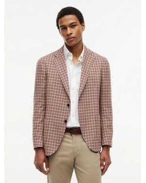 Tommy Hilfiger Regular Fit Micro Check Single Breasted Blazer - Natural