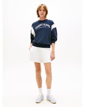 Tommy Hilfiger Logo Sueded Terry Relaxed Sweat Shorts - Blue