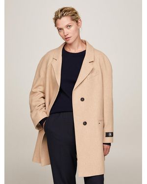 Tommy Hilfiger Raglan Sleeve Oversized Fit Coat - Natural