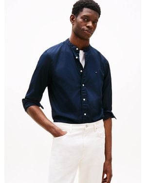 Tommy Hilfiger Th Flex Regular Fit Grandad Collar Shirt - Blue
