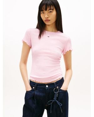 Tommy Hilfiger Smock Slim Seersucker T-Shirt - White