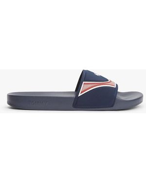 Tommy Hilfiger Logo Strap Pool Slides - Blue