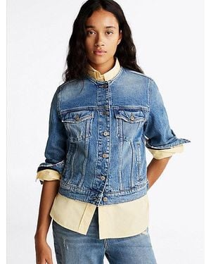 Tommy Hilfiger Trucker-Jeansjacke Ohne Kragen - Blau