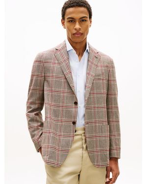 Tommy Hilfiger Regular Fit Check Single Breasted Blazer - Natural