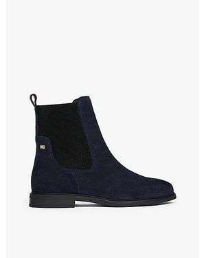 Tommy Hilfiger Suède Chelsea Boot Met Geëmailleerde Vlag - Blauw