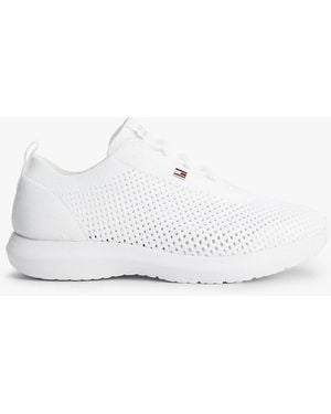 Tommy Hilfiger Enamel Flag Knit Trainers - White