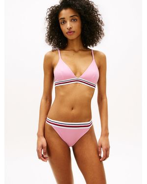 Tommy Hilfiger Global Stripe Triangle Bikini Top - Orange