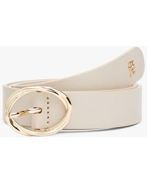 Tommy Hilfiger Ceinture Chic En Cuir À Boucle Torsadée - Neutre