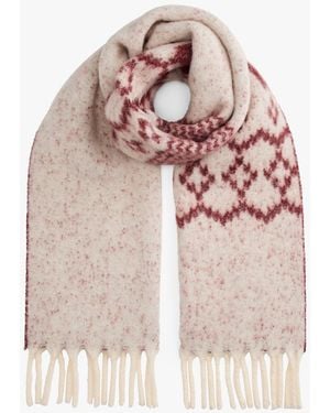 Tommy Hilfiger Fair Isle Wool Blend Scarf - Natural