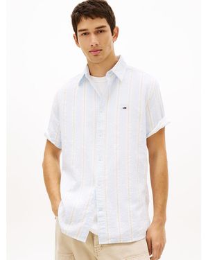 Tommy Hilfiger Regular Fit Seersucker Short Sleeve Shirt - White