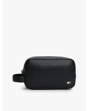 Tommy Hilfiger Geribde Toilettas Met Hilfiger-Vlag - Zwart