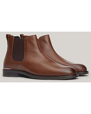 Tommy Hilfiger Signature Chelsea Boot Van Leer - Bruin