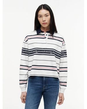 Tommy Hilfiger Repeat Logo Relaxed Rugby Shirt - White