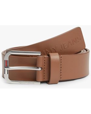 Tommy Hilfiger Ceinture Austin En Cuir À Logo Gaufré - Marron