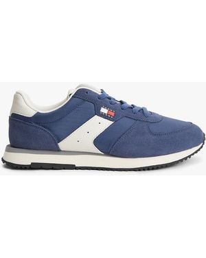 Tommy Hilfiger Suede Mixed Texture Trainers - Blue