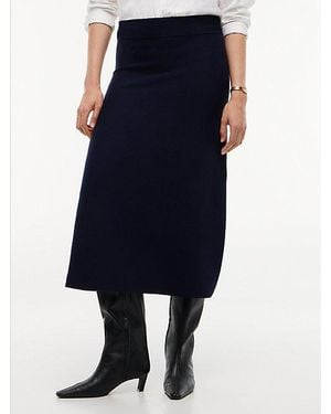 Tommy Hilfiger Falda Midi De Punto Ajustada Con Corte Evasé - Azul