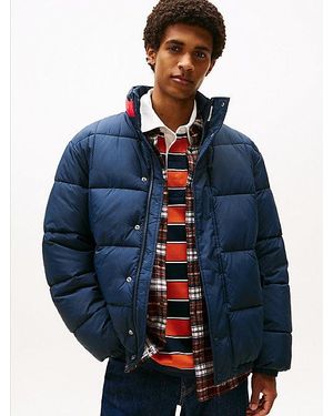 Tommy Hilfiger Relaxed Fit Puffer-Jacke Mit Color Block-Kragen - Blau