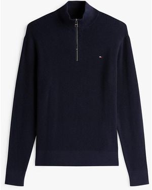 Tommy Hilfiger Adaptive Flag Embroidery Quarter-zip Jumper - Blue