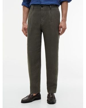 Tommy Hilfiger New York Label Washed Pure Linen Trousers - Blue