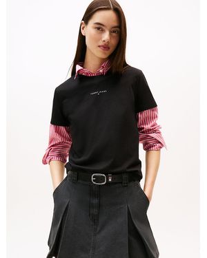 Tommy Hilfiger Linear Logo Crew Neck T-shirt - Black