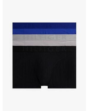Tommy Hilfiger Set Van 3 Boxershorts Met Metallic Tailleband - Blauw
