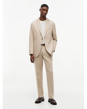 Tommy Hilfiger Regular Linen Blend Pressed Crease Trousers - Natural