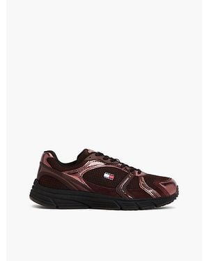 Tommy Hilfiger Zapatillas De Ante Con Mezcla De Texturas - Marrón
