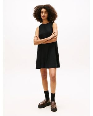 Tommy Hilfiger Slim Linen Blend Mini A-line Dress - Black