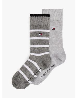 Tommy Hilfiger Pack De 2 Pares De Calcetines Con Raya Marinera - Gris