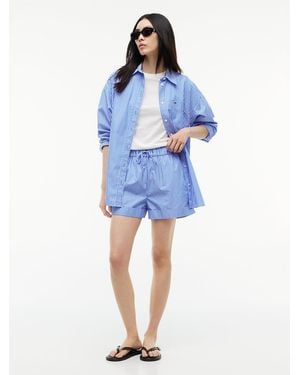 Tommy Hilfiger Poplin Wide Leg Shorts - Blue