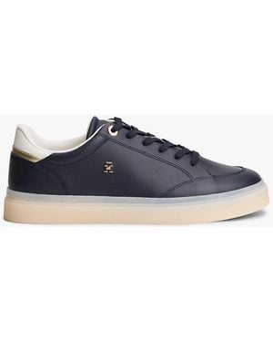 Tommy Hilfiger Th Monogram Leather Trainers - Blue