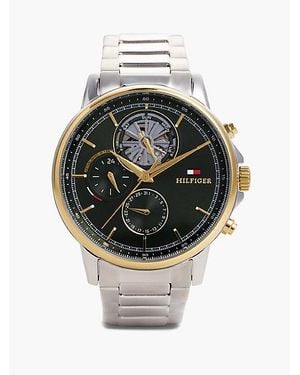 Tommy Hilfiger Dial Two Tone Chronograph Chain Link Watch - Grey