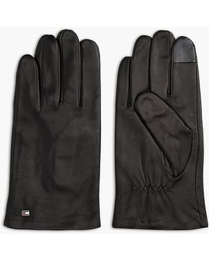 Tommy Hilfiger Hilfiger Flag Leather Gloves - Black
