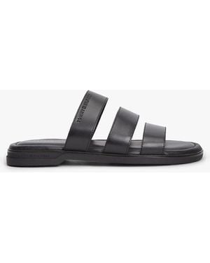Tommy Hilfiger Debossed Logo Strap Leather Sandals - White