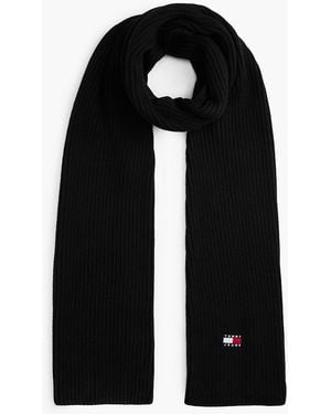 Tommy Hilfiger Heritage Logo Rib-knit Scarf - Black