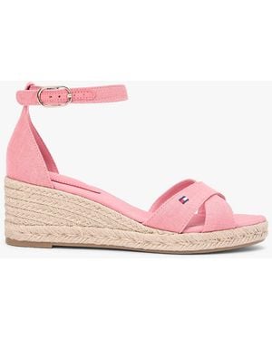 Tommy Hilfiger Hemp Crossover Strap Wedge Espadrilles - Pink
