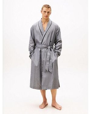 Tommy Hilfiger Th Original Micro Herringbone Bathrobe - Grey