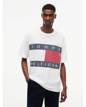 Tommy Hilfiger Flag Logo Oversized Jersey T-Shirt - White