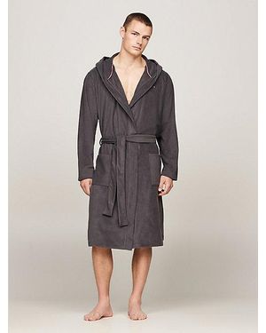 Tommy Hilfiger Hilfiger Monotype Badjas Met Capuchon In Cadeaubox - Grijs