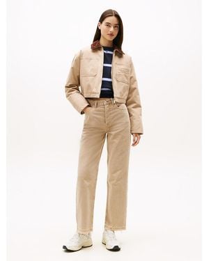 Tommy Hilfiger Raw Hem Slim Straight Leg Jeans - Natural