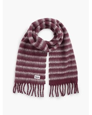 Tommy Hilfiger Tommy Jeans Wool Blend Logo Fringe Scarf - Purple