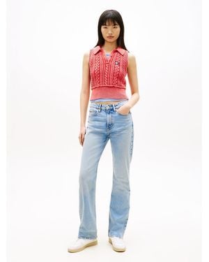 Tommy Hilfiger Faded Mid Rise Bootcut Jeans - Red